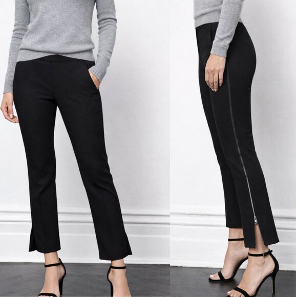 La Ligne Moto Pants Women’s Small Black Cropped Zip Hem Pull-On Stretch - Picture 1 of 13